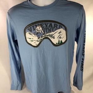 VINEYARD VINES SKIING SHIRT ADULT XS LONG SLEEVE GOGGLES SKI BLUE TEE LOGO